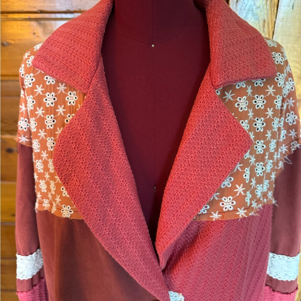 POL Mixed Pink & Rust Patchwork Trench Coat - Picture 2 of 6